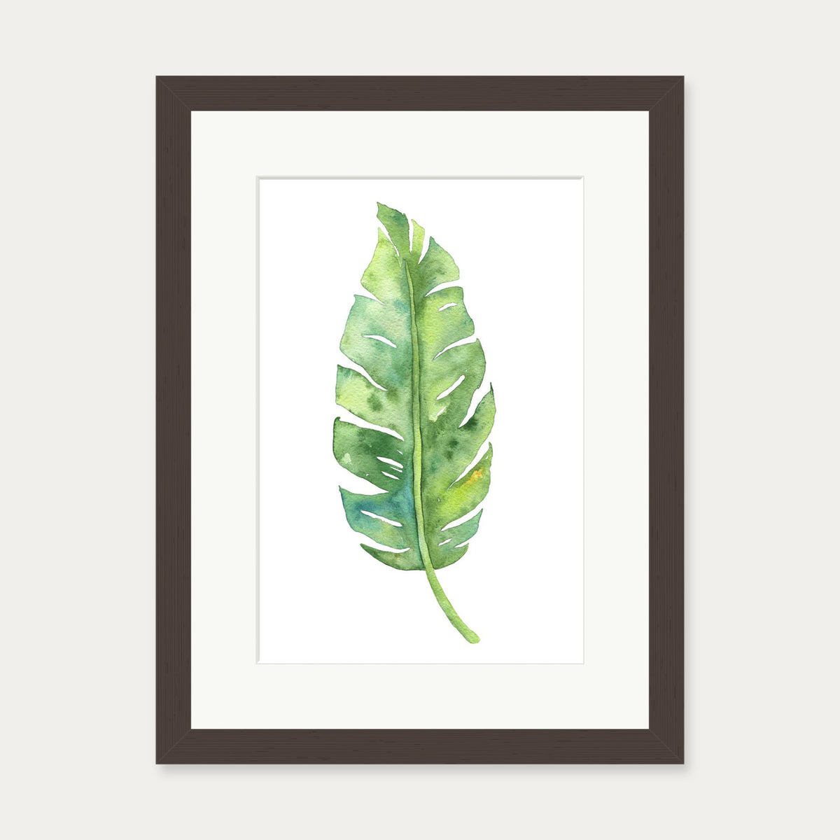 Botanical Watercolour Leaf Art Print — 30 x 40 cm — Brown Frame