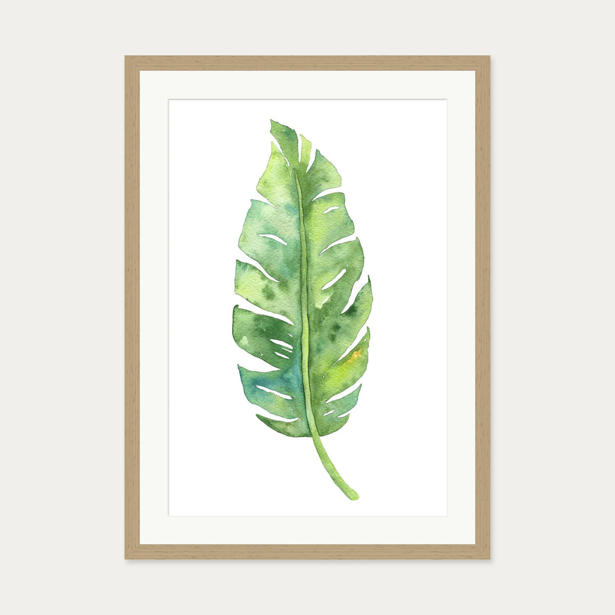 Botanical Watercolour Leaf Art Print — 50 x 70 cm — Oak Frame