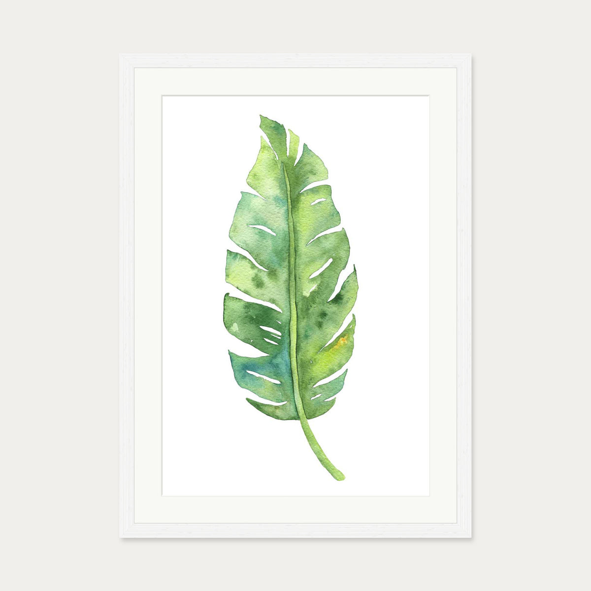 Botanical Watercolour Leaf Art Print — 50 x 70 cm — White Frame