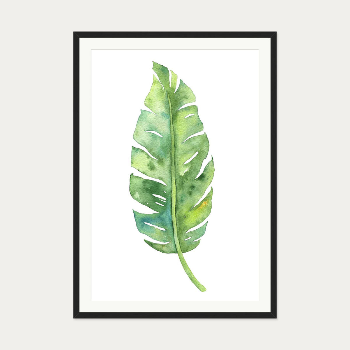 Botanical Watercolour Leaf Art Print — 70 x 100 cm — Black Frame