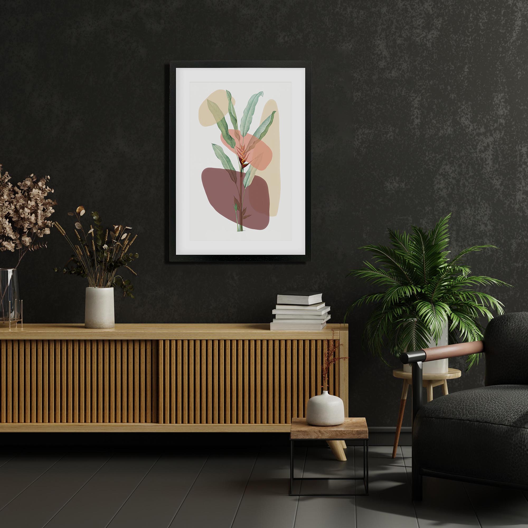 Botanical Illustration With Shapes Framed Art