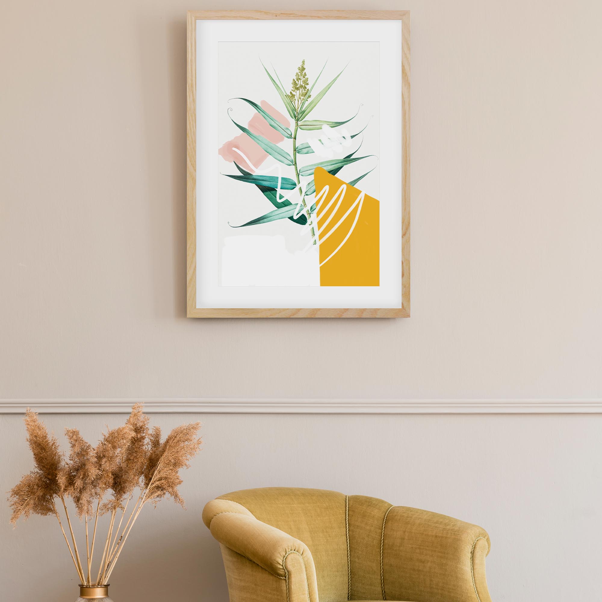 Botanical Contemporary Leaf Framed Art