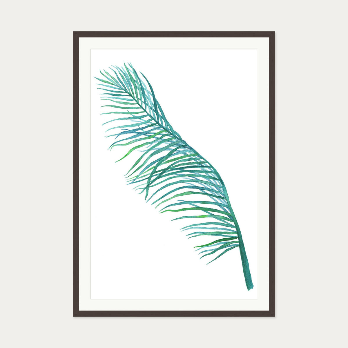Botanics Watercolour Leaf Art Print — 70 x 100 cm — Brown Frame
