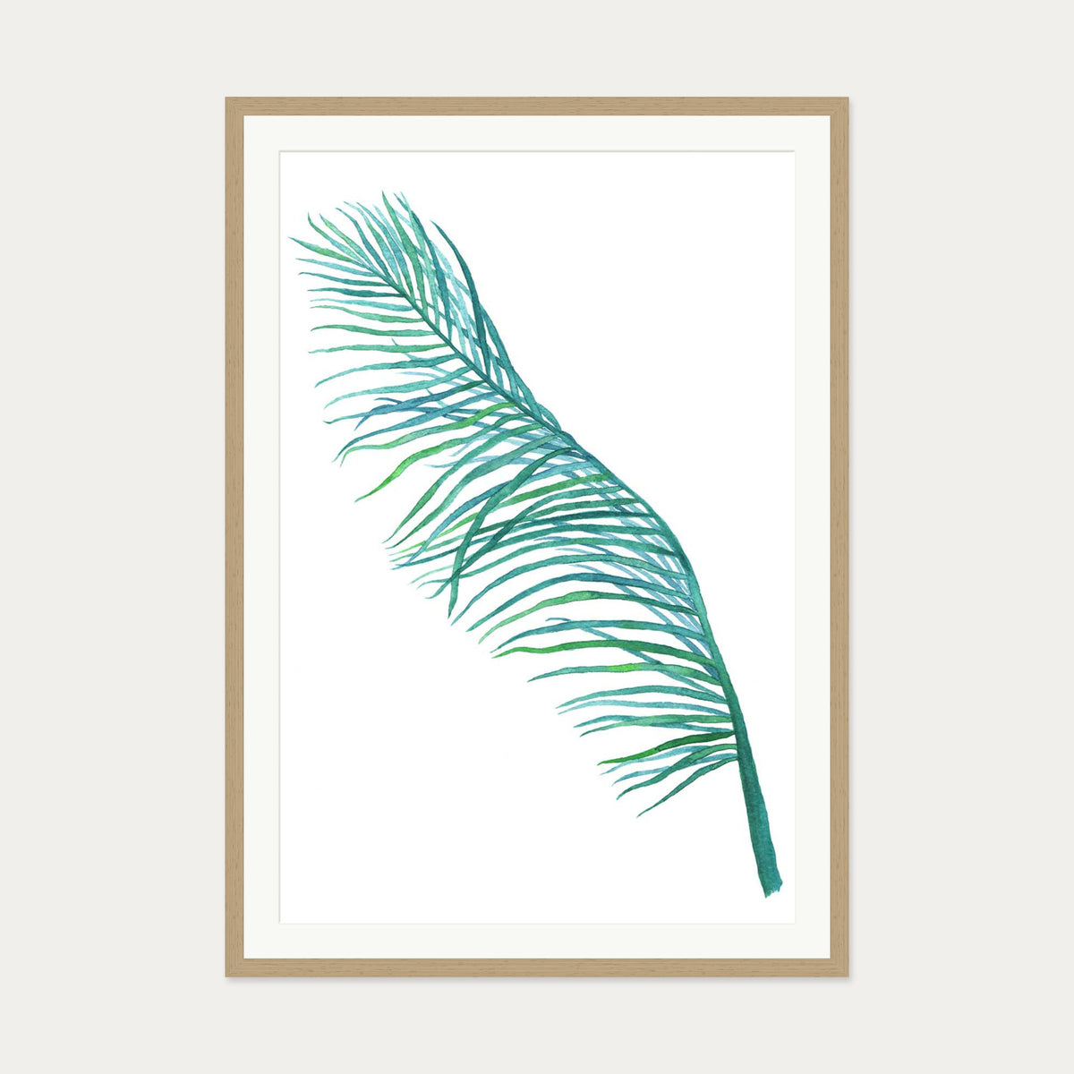 Botanics Watercolour Leaf Art Print — 70 x 100 cm — Oak Frame
