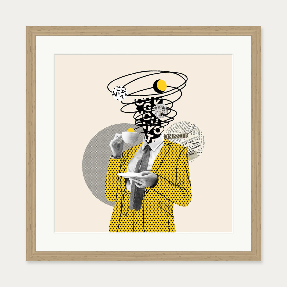 Brainstorm Graphic Art Print — 50 x 50 cm — Oak Frame
