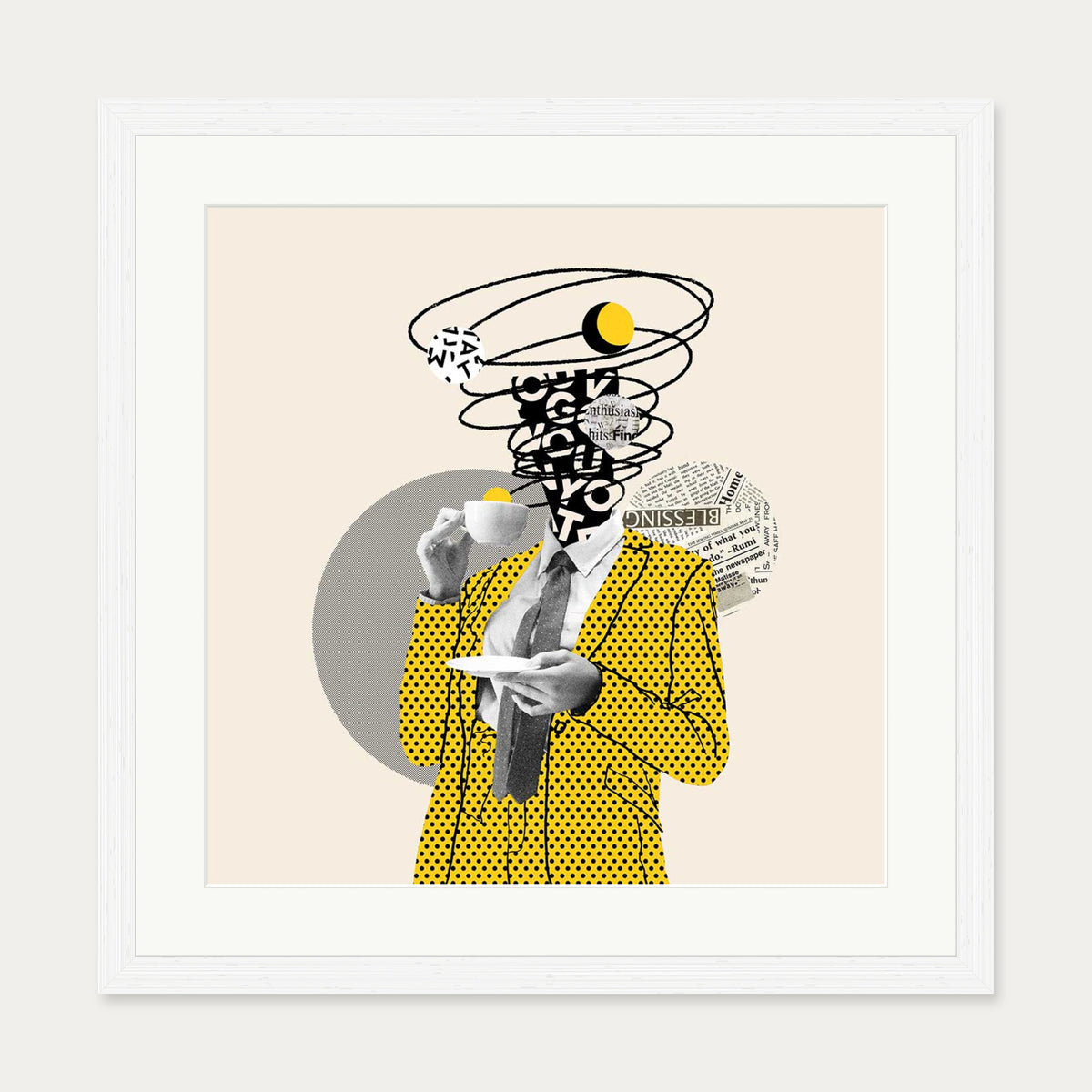 Brainstorm Graphic Art Print — 50 x 50 cm — White Frame