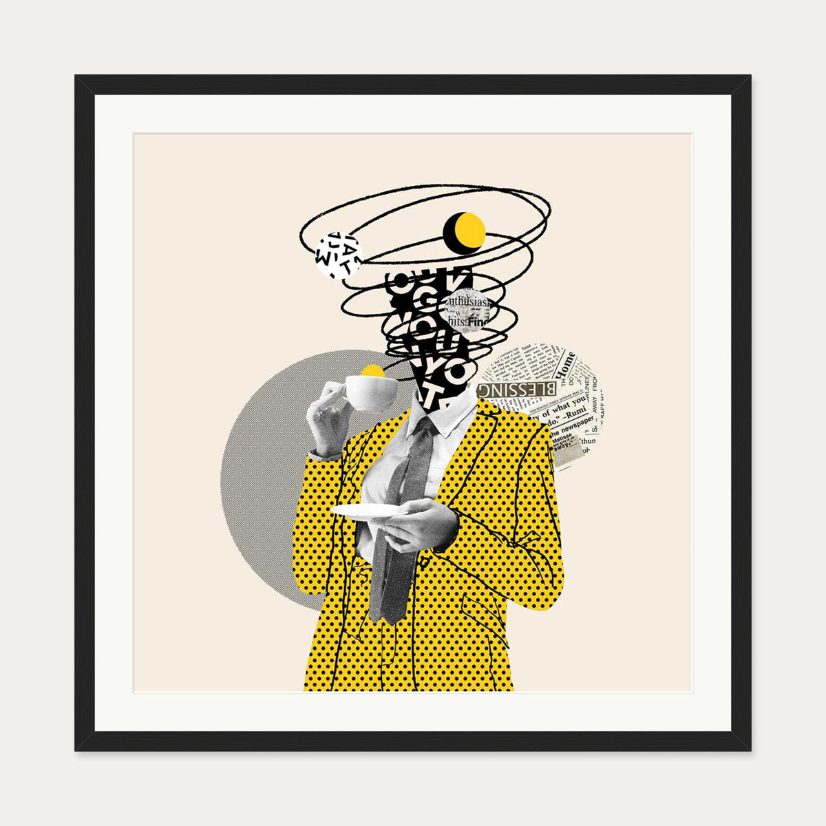 Brainstorm Graphic Art Print — 70 x 70 cm — Black Frame