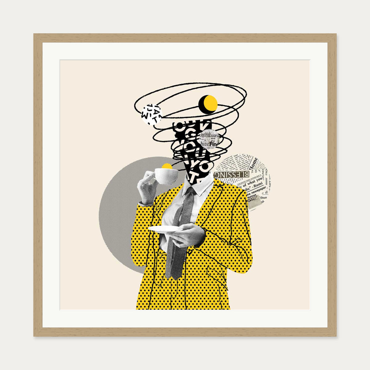 Brainstorm Graphic Art Print — 70 x 70 cm — Oak Frame