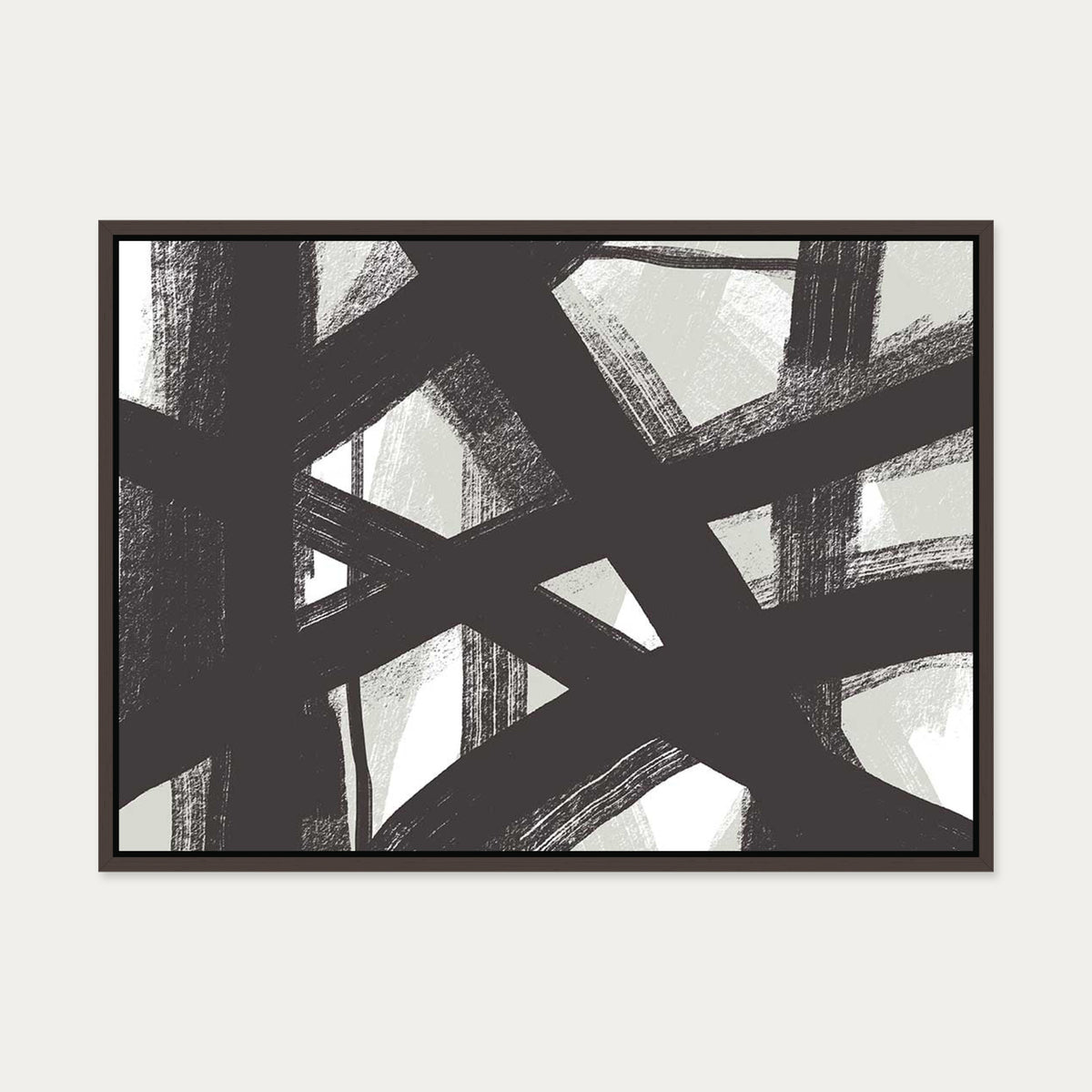 Brave Line Marks Canvas Art — 50 x 70 cm — Brown Frame