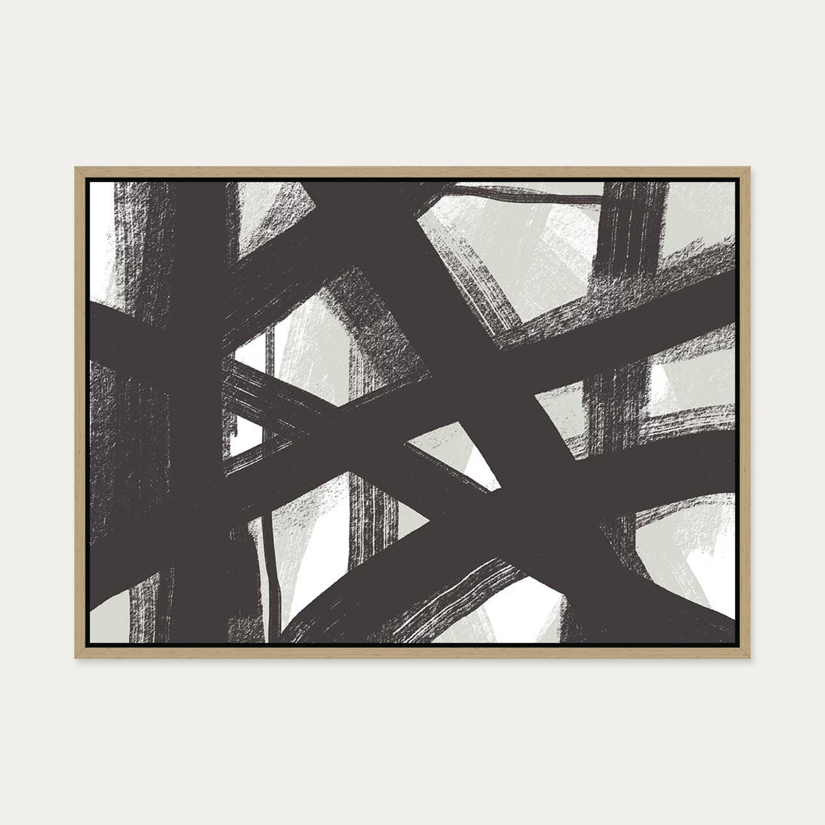 Brave Line Marks Canvas Art — 50 x 70 cm — Oak Frame