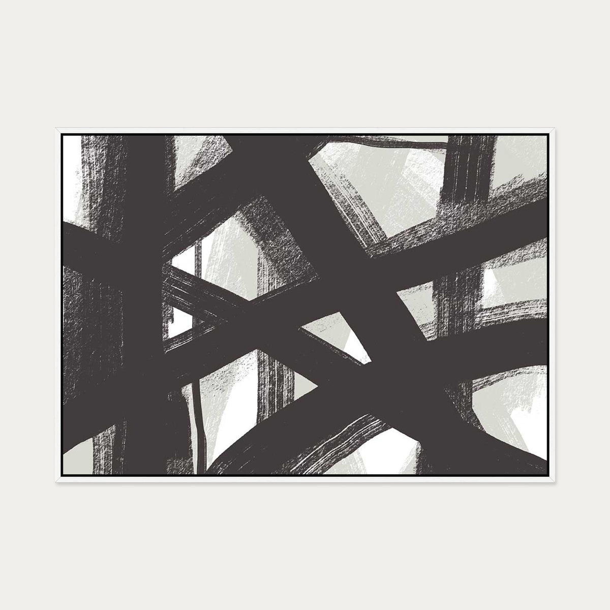 Brave Line Marks Canvas Art — 70 x 100 cm — White Frame