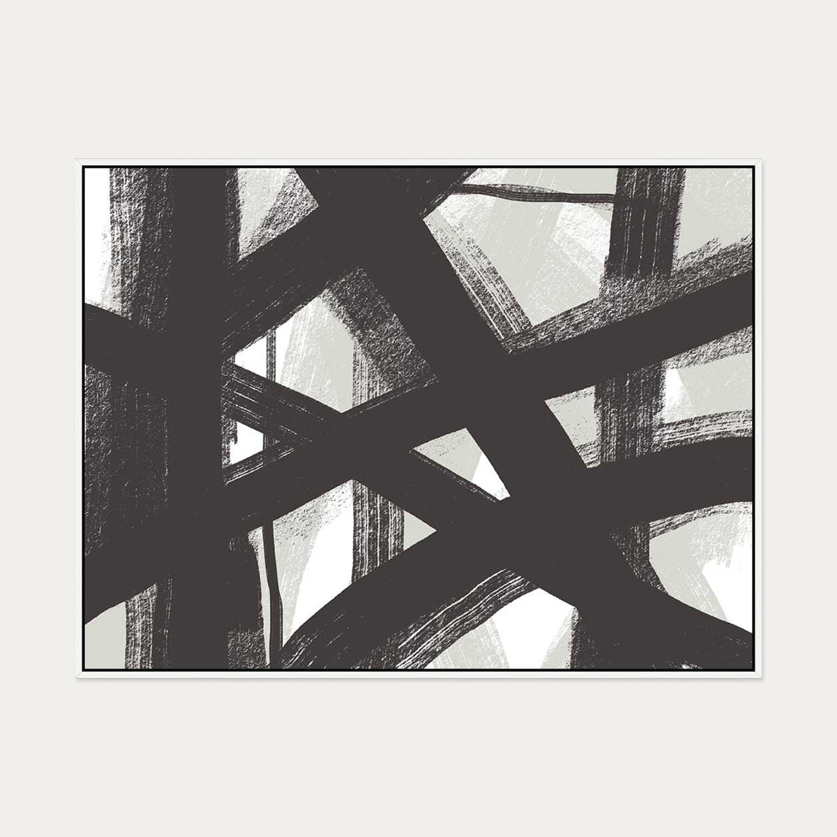 Brave Line Marks Canvas Art — 90 x 120 cm — White Frame
