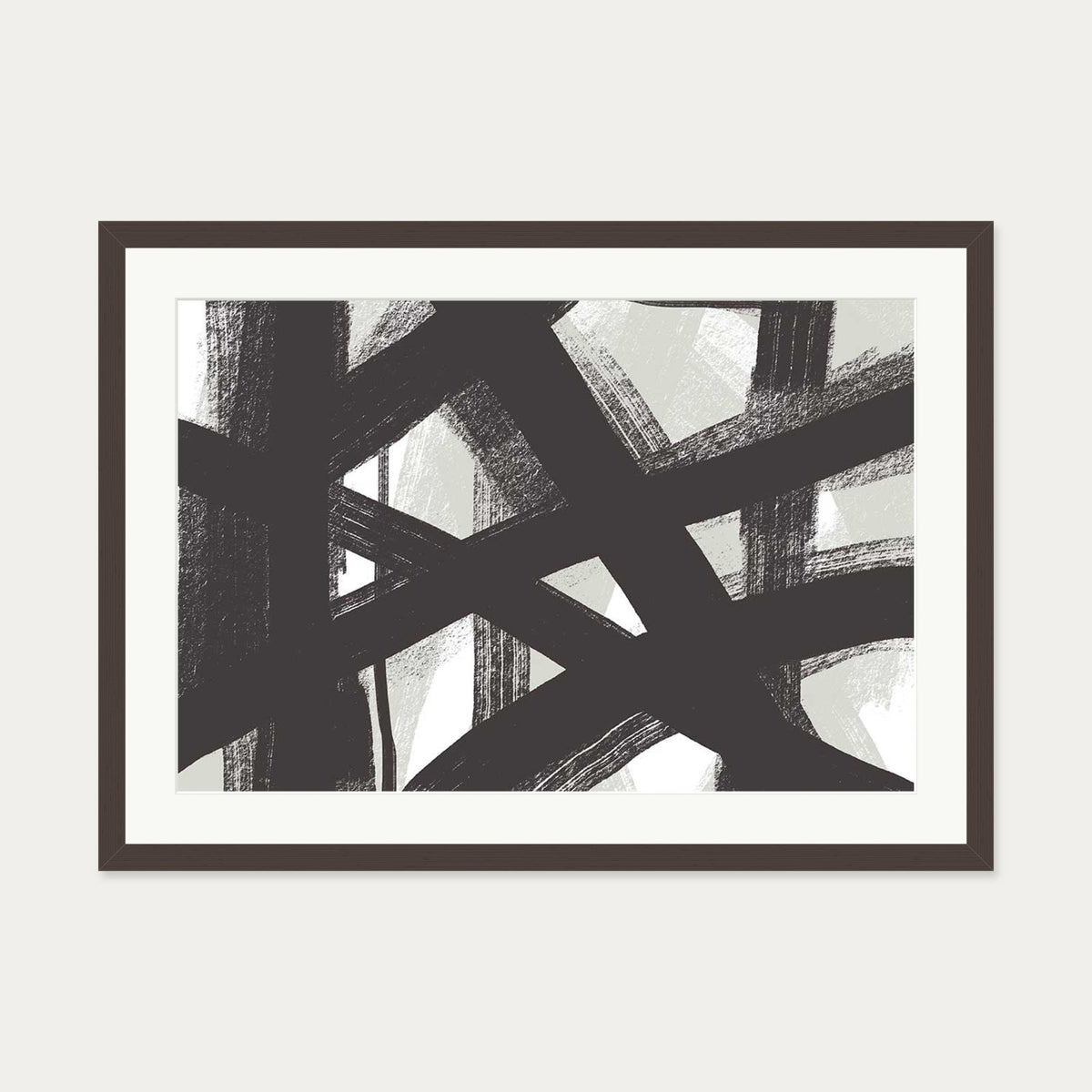 Brave Line Marks Art Print — 50 x 70 cm — Brown Frame