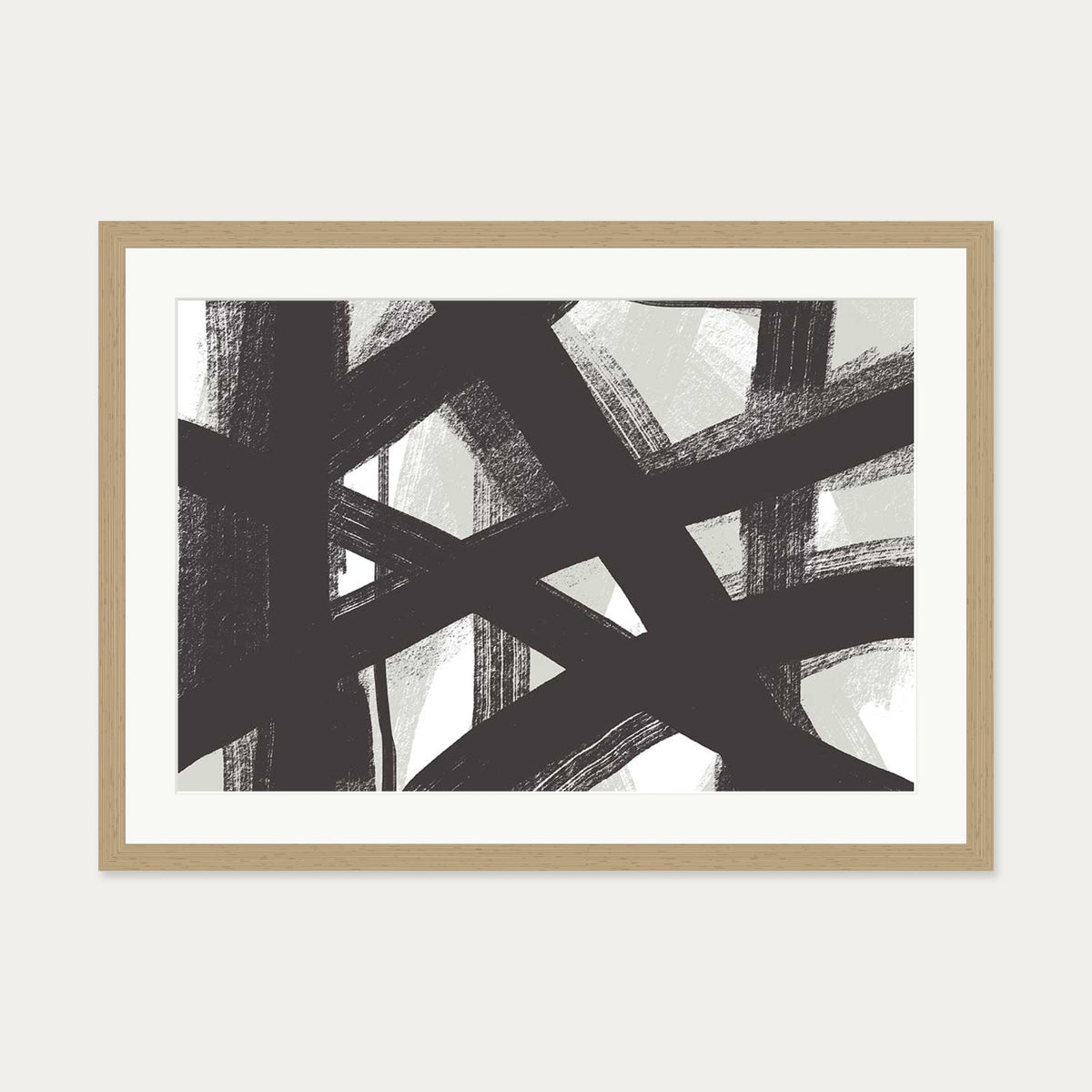 Brave Line Marks Art Print — 50 x 70 cm — Oak Frame
