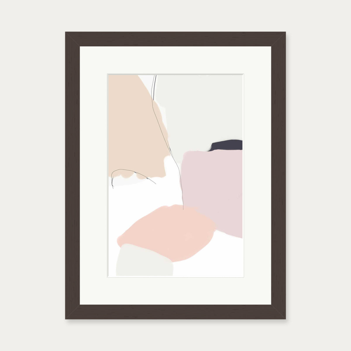 Bright Abstract Shapes Art Print — 30 x 40 cm — Brown Frame
