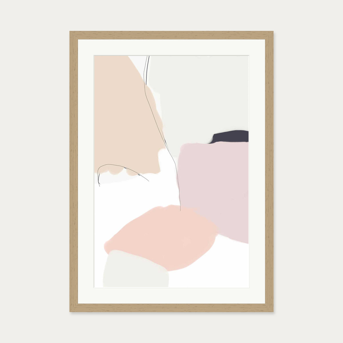 Bright Abstract Shapes Art Print — 50 x 70 cm — Oak Frame