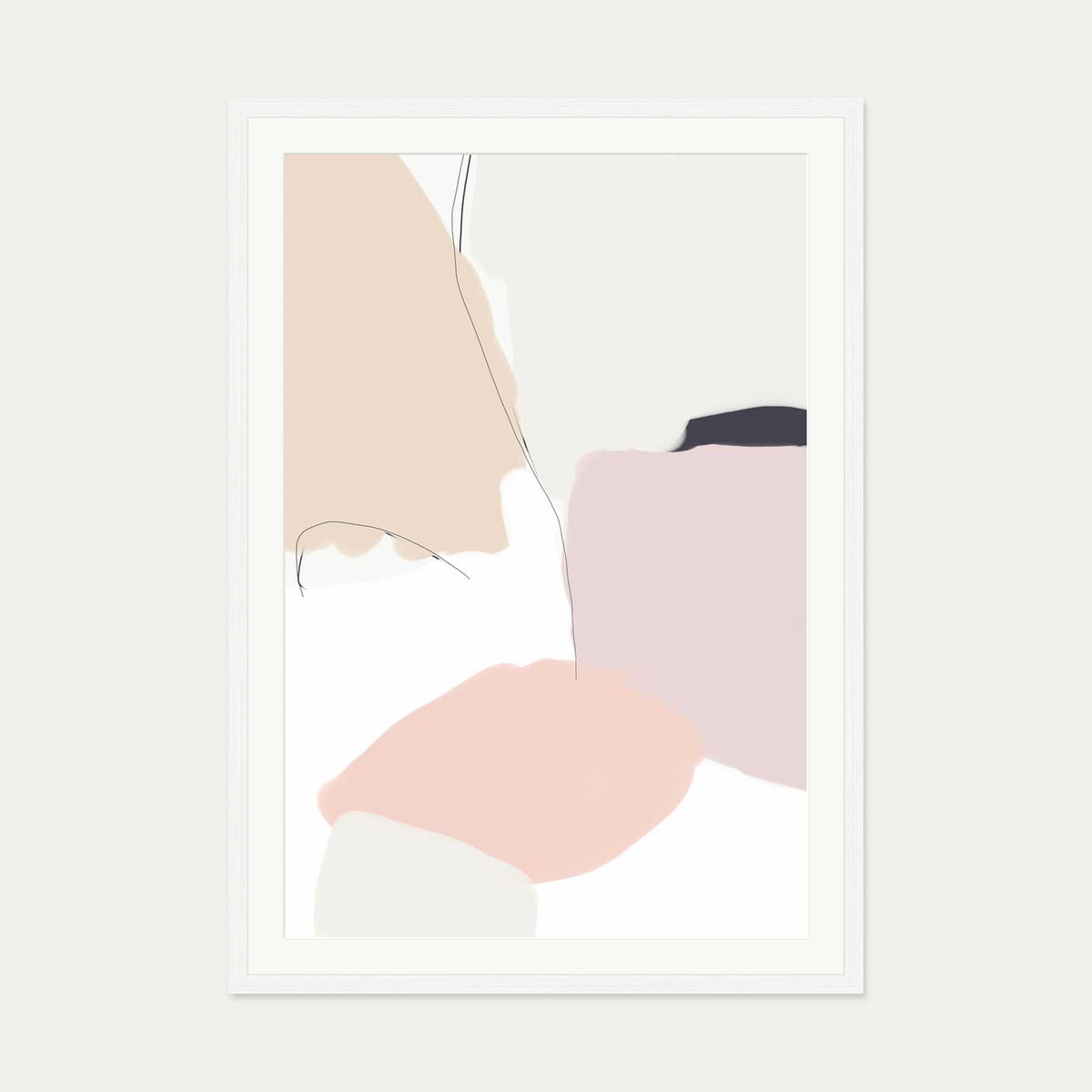 Bright Abstract Shapes Art Print — 70 x 100 cm — White Frame