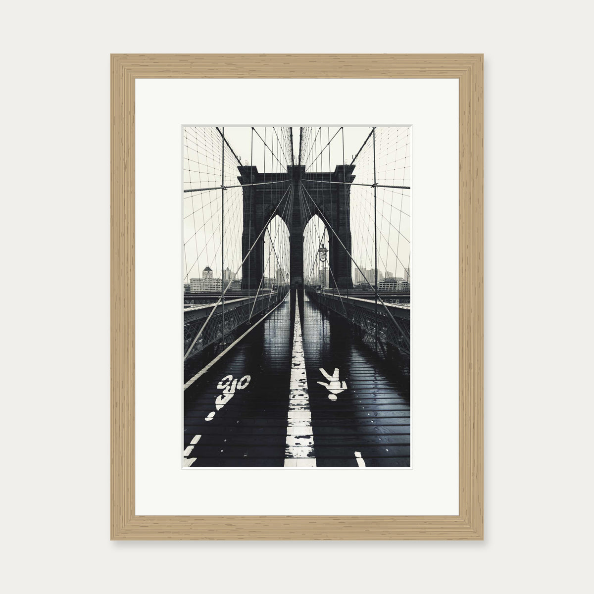 Brooklyn Bridge Wall Art Print — 30 x 40 cm — Oak Frame