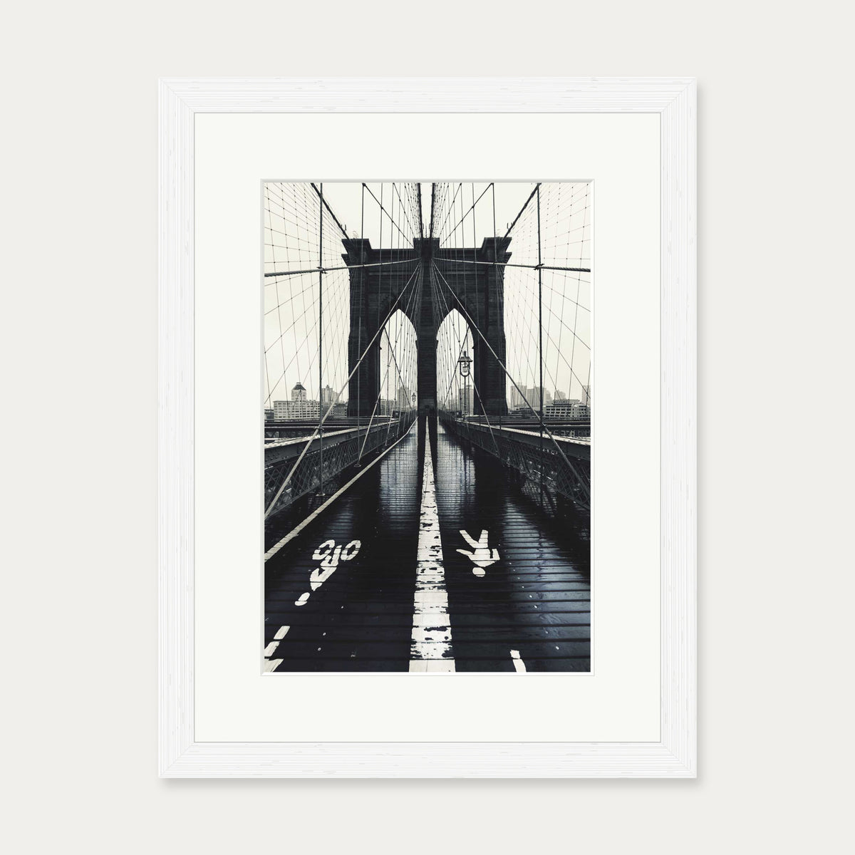 Brooklyn Bridge Wall Art Print — 30 x 40 cm — White Frame