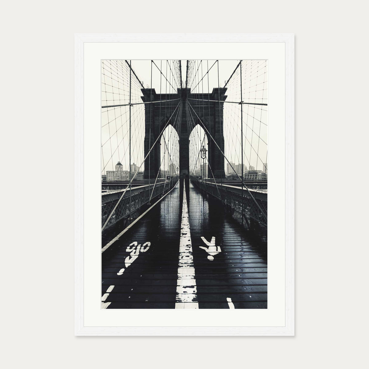 Brooklyn Bridge Wall Art Print — 50 x 70 cm — White Frame