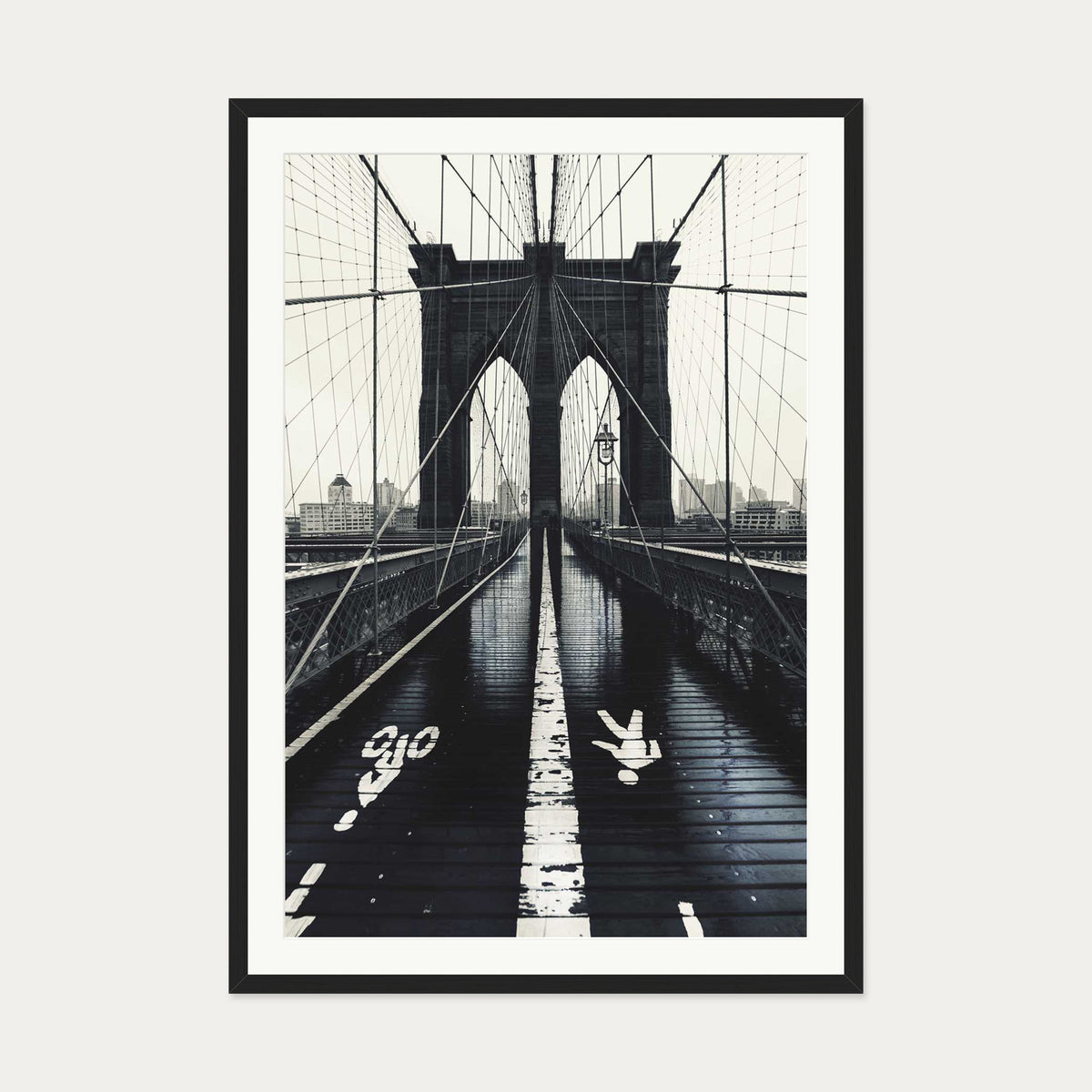 Brooklyn Bridge Wall Art Print — 70 x 100 cm — Black Frame