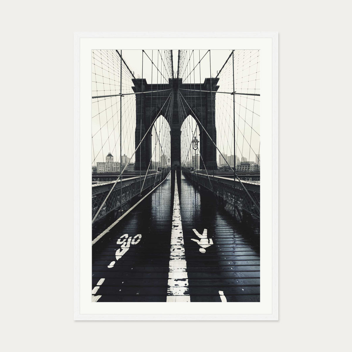 Brooklyn Bridge Wall Art Print — 70 x 100 cm — White Frame