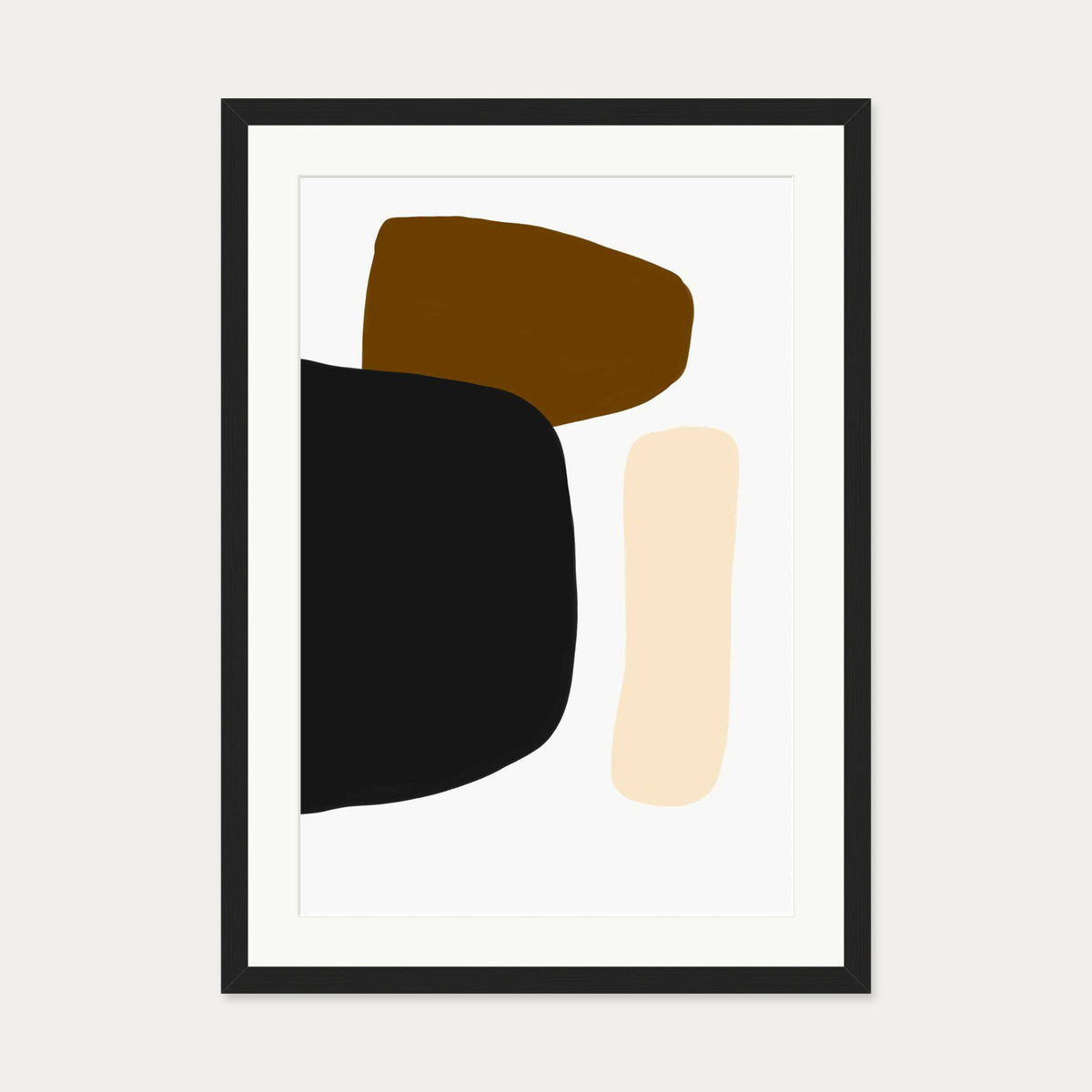 Brown Tones Shapes Art Print — 50 x 70 cm — Black Frame