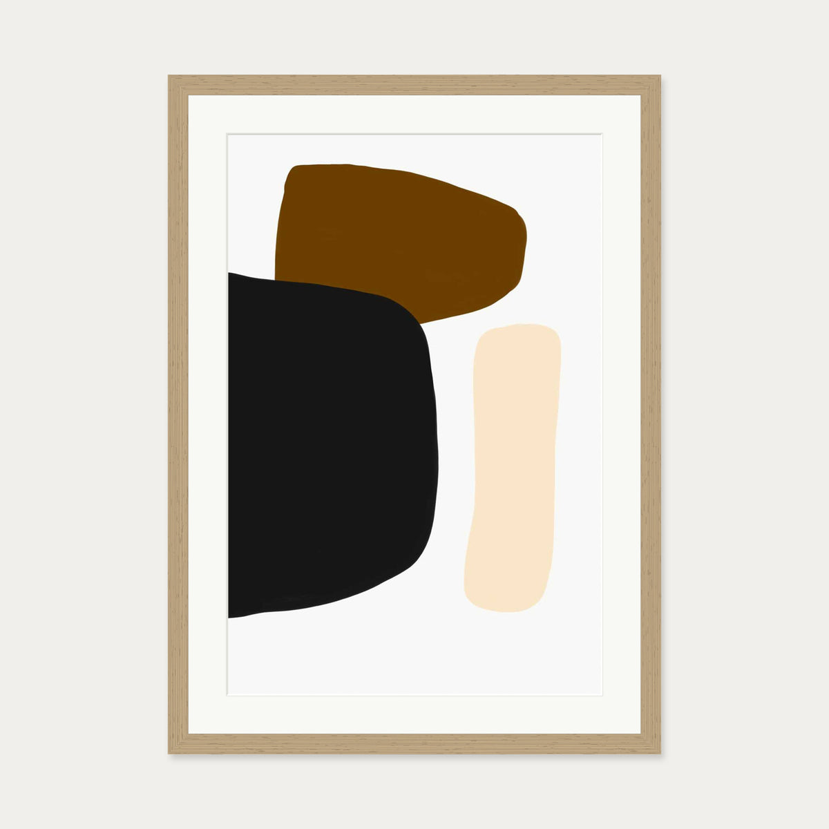 Brown Tones Shapes Art Print — 50 x 70 cm — Oak Frame
