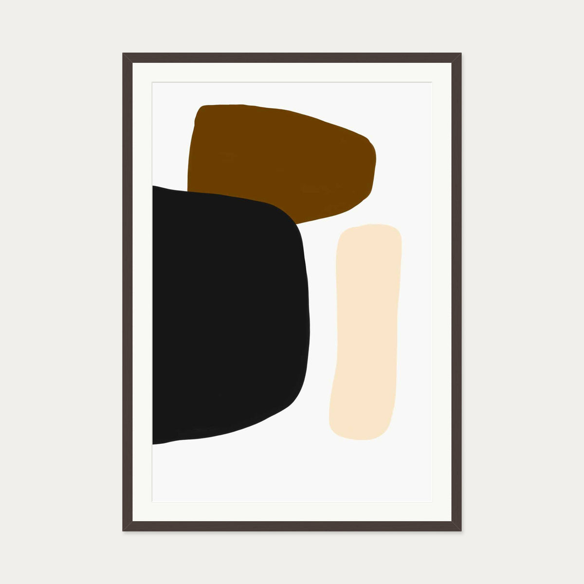 Brown Tones Shapes Art Print — 70 x 100 cm — Brown Frame