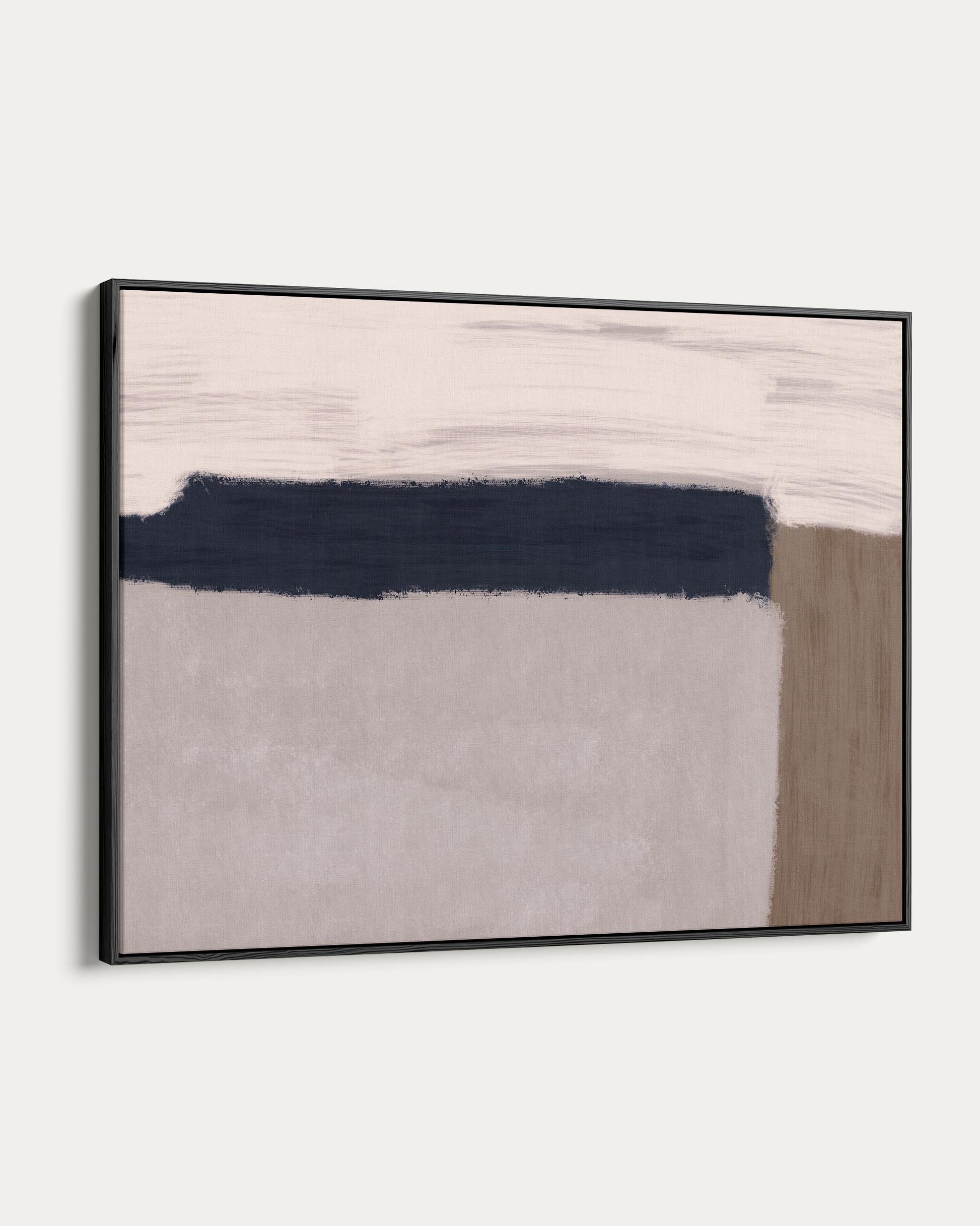 Abstract art piece with horizontal brush strokes on a white background