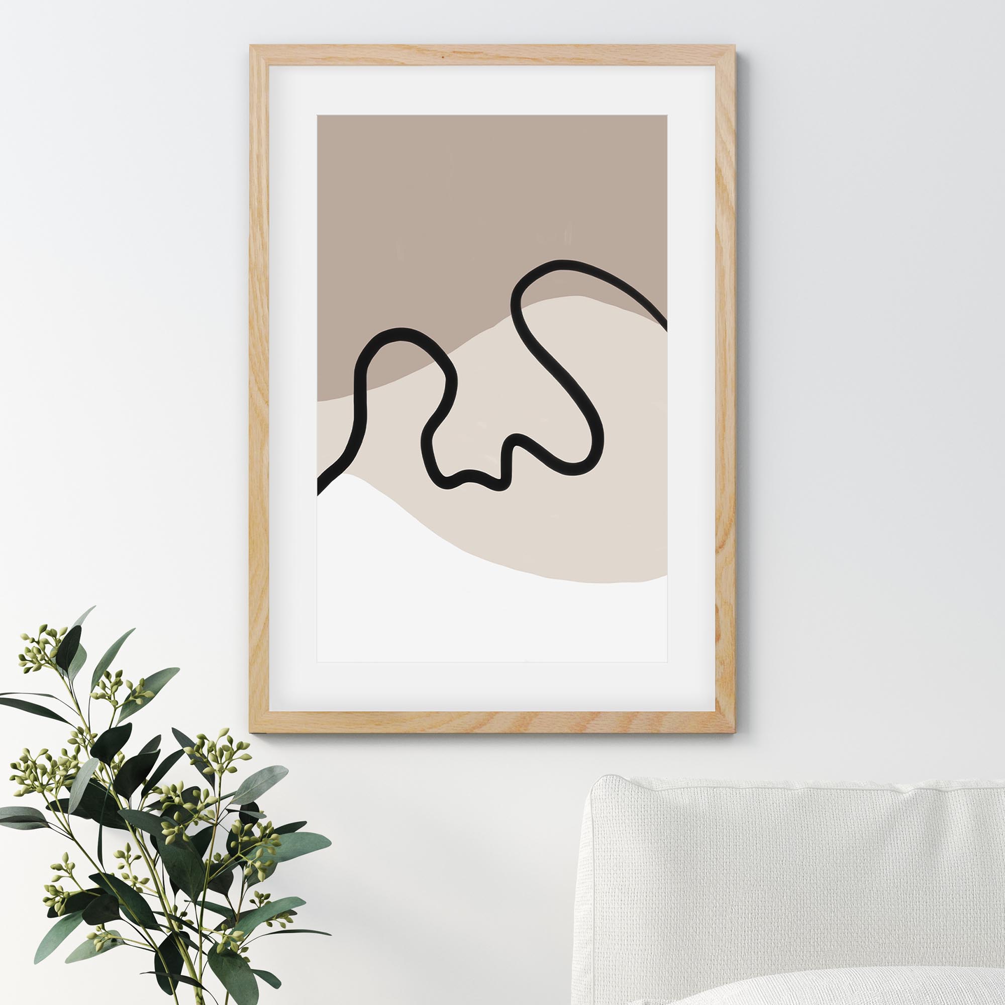 Neutral Brown Lines Framed Art