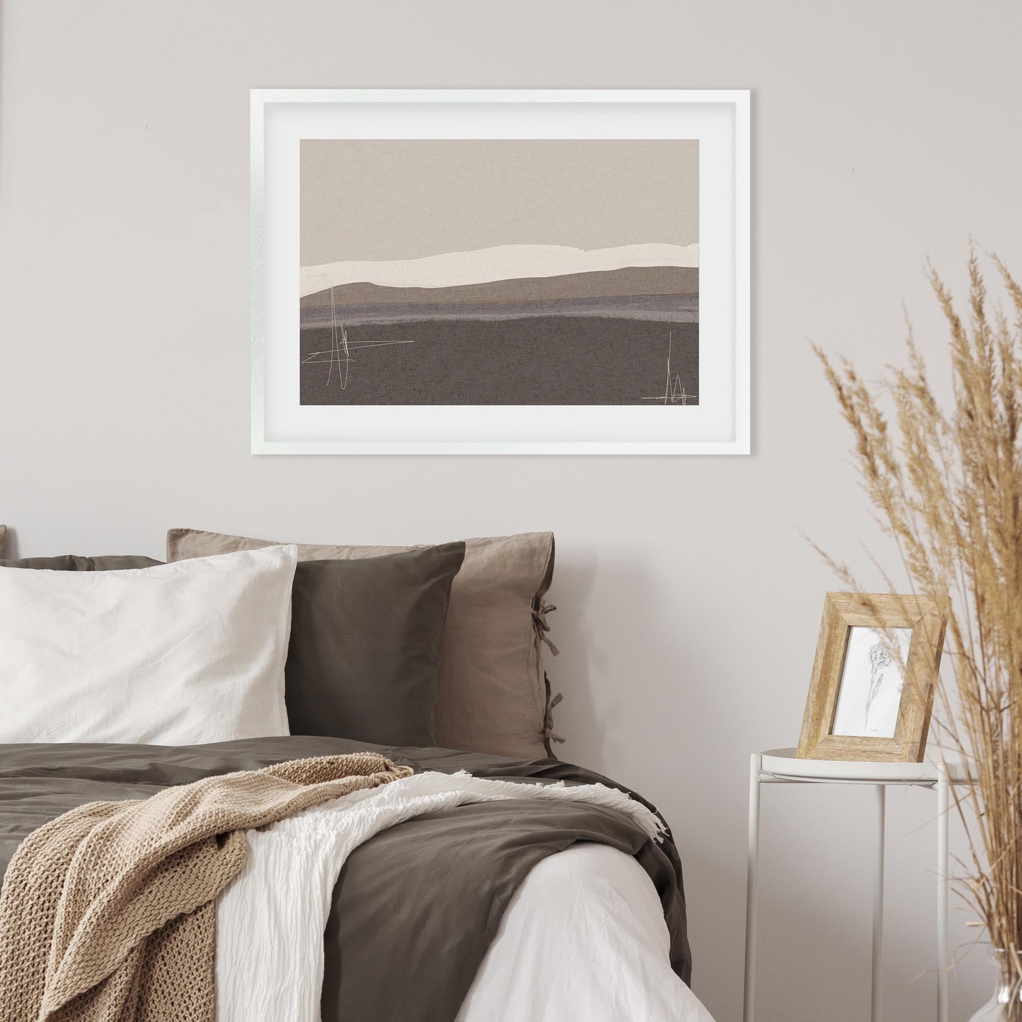 Neutral Abstract Seascape Framed Art