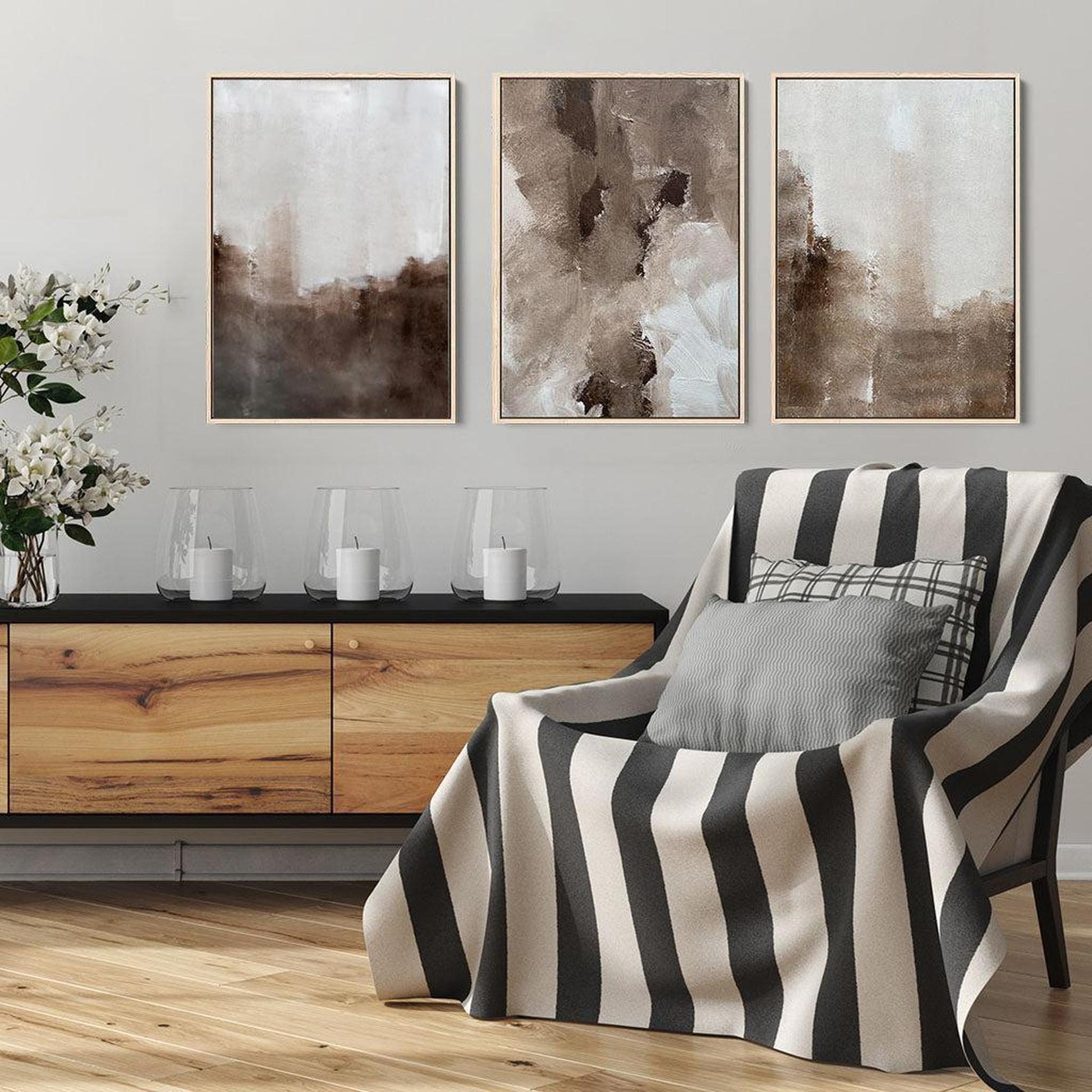 Abstract Brown Shade Canvas Set of 3-Abstract House