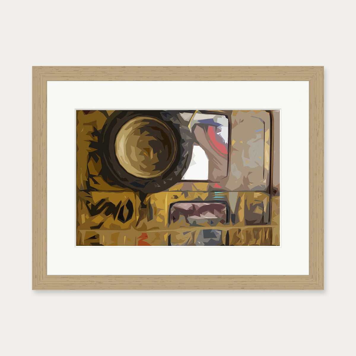 Brushed Abstract Van Art Print — 30 x 40 cm — Oak Frame