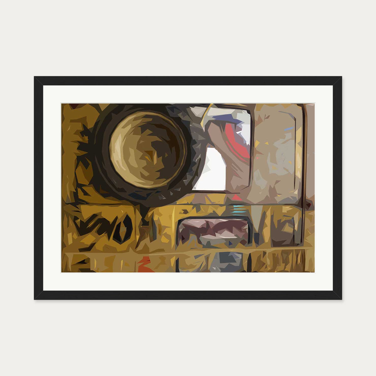 Brushed Abstract Van Art Print — 50 x 70 cm — Black Frame