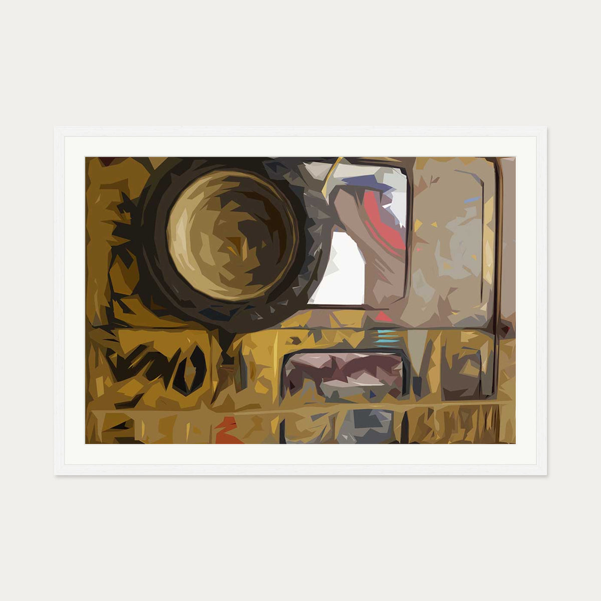 Brushed Abstract Van Art Print — 70 x 100 cm — White Frame