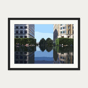 Brushed Canary Wharf, London Art Print — 50 x 70 cm — Black Frame