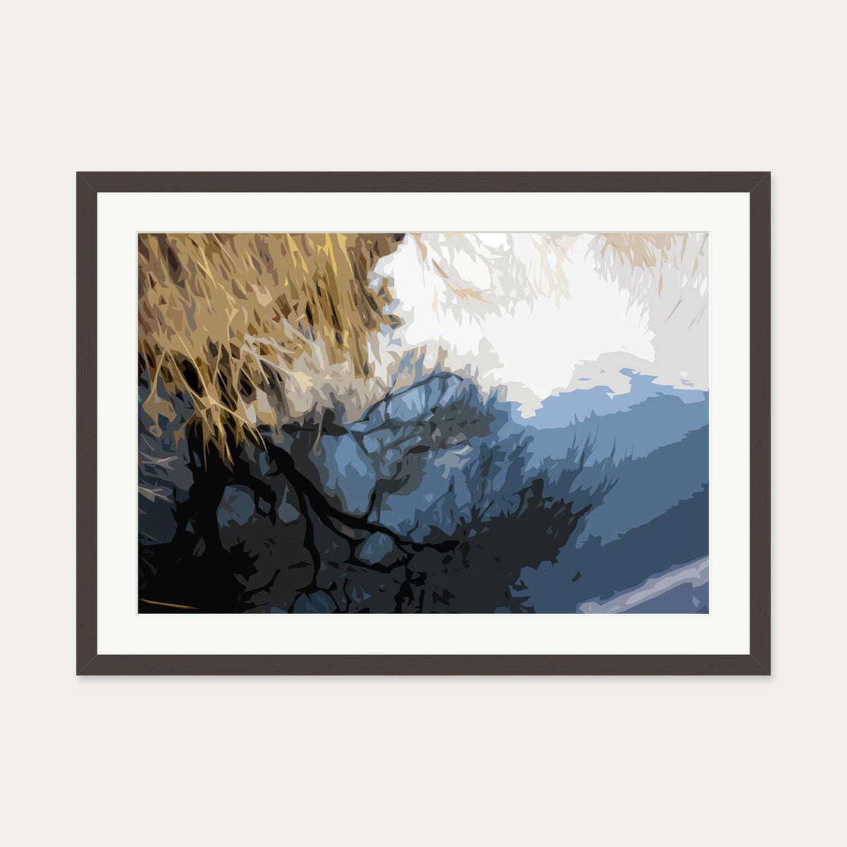 Brushed Landscape, Camden Art Print — 50 x 70 cm — Brown Frame