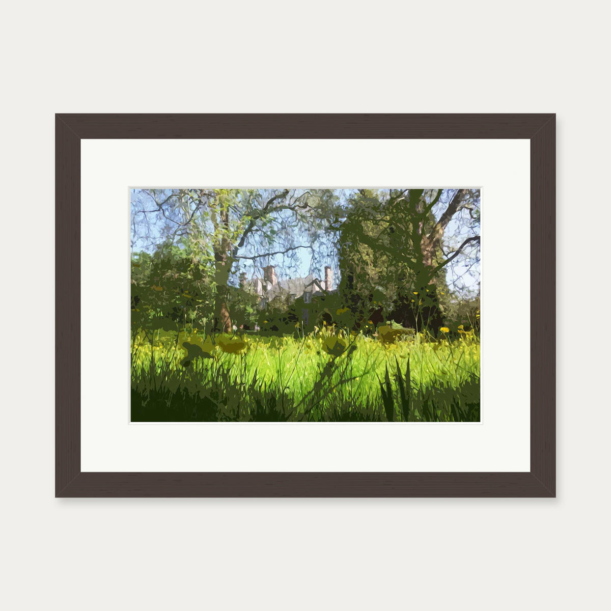 Brushed Landscape Art Print — 30 x 40 cm — Brown Frame