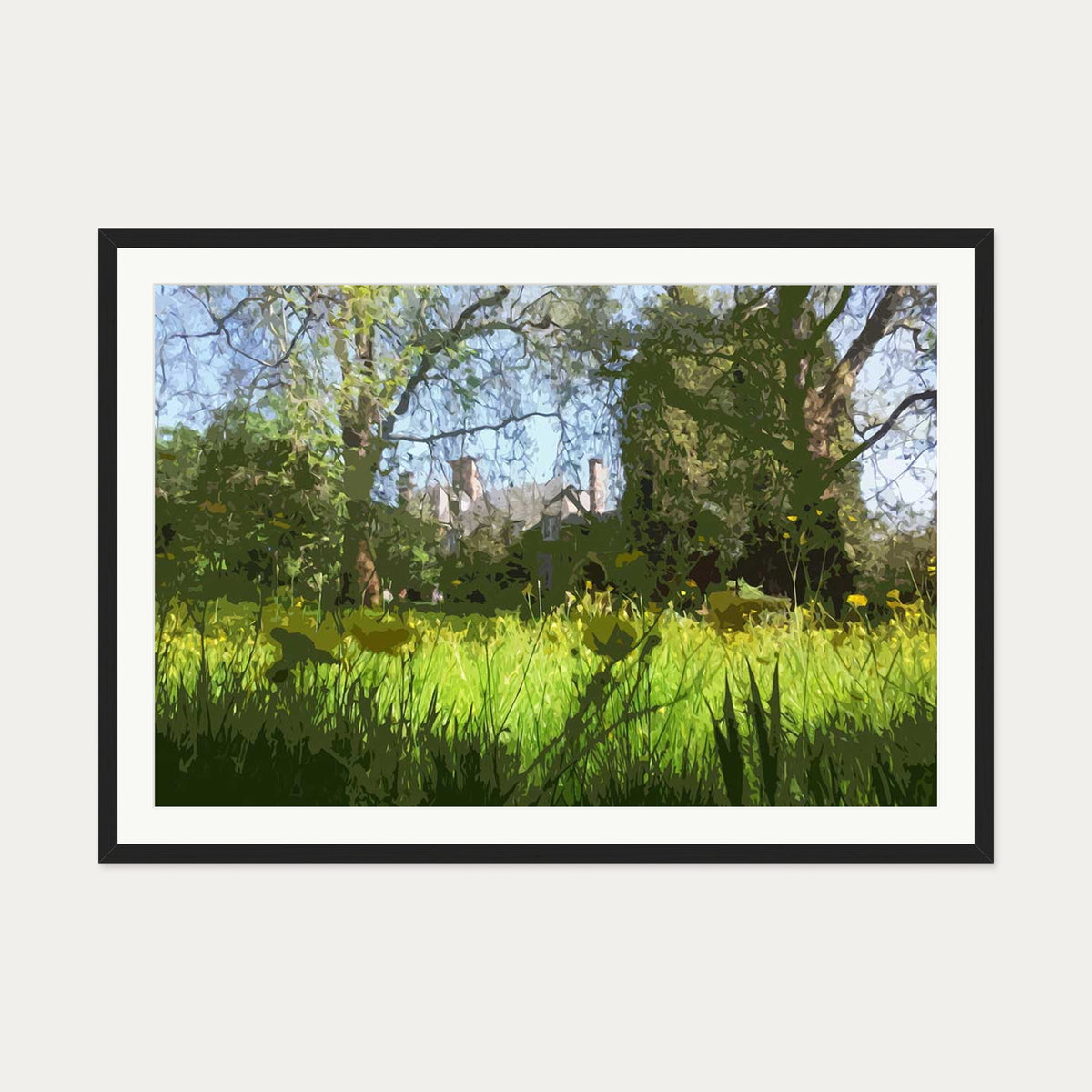 Brushed Landscape Art Print — 70 x 100 cm — Black Frame