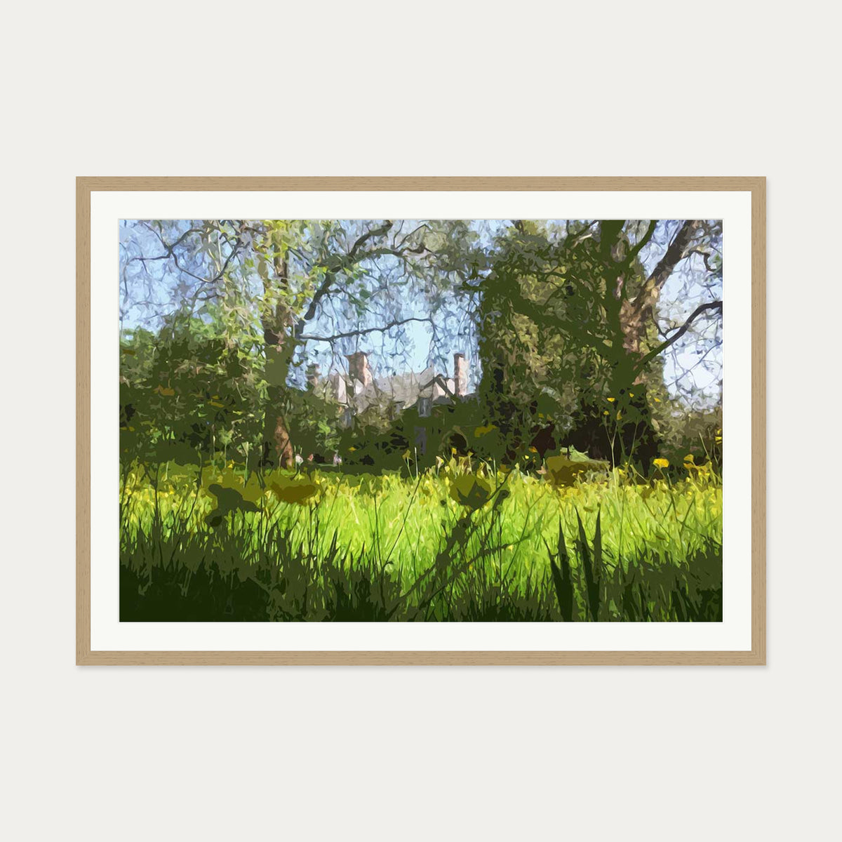 Brushed Landscape Art Print — 70 x 100 cm — Oak Frame
