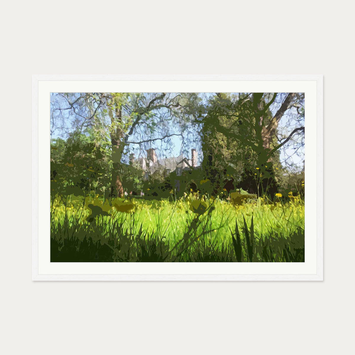 Brushed Landscape Art Print — 70 x 100 cm — White Frame