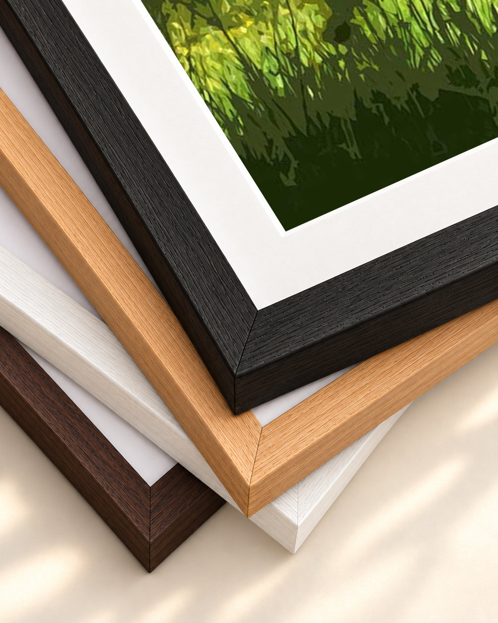 Brushed Landscape Art Print — framed print corner with 5 cm mount and bevel