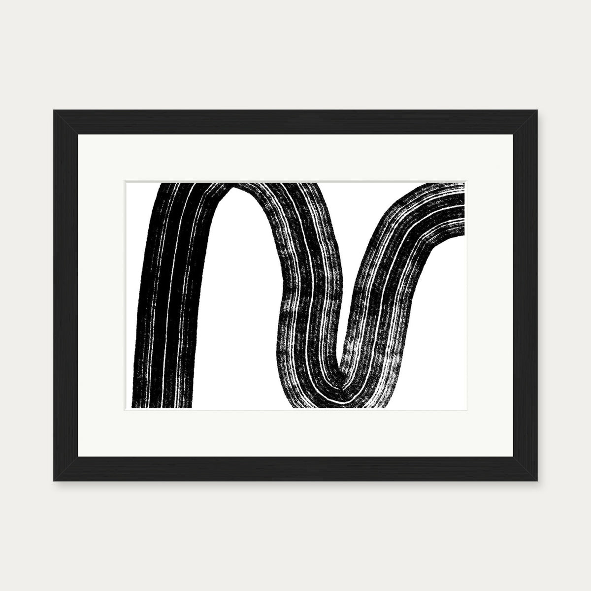 Brushed Line Art Print — 30 x 40 cm — Black Frame