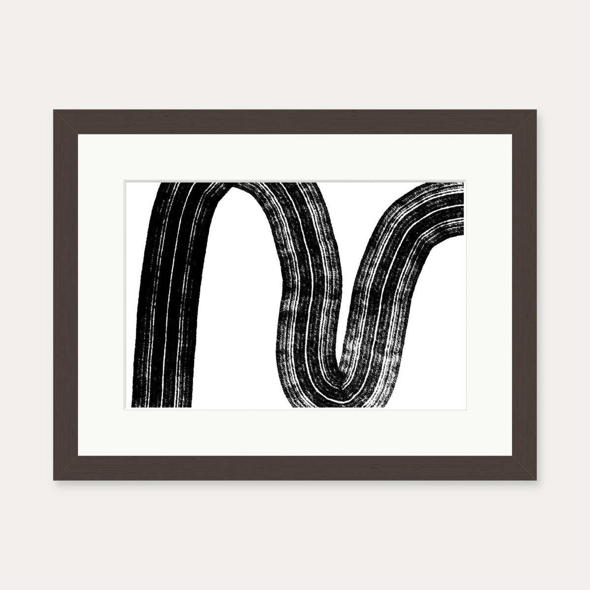 Brushed Line Art Print — 30 x 40 cm — Brown Frame