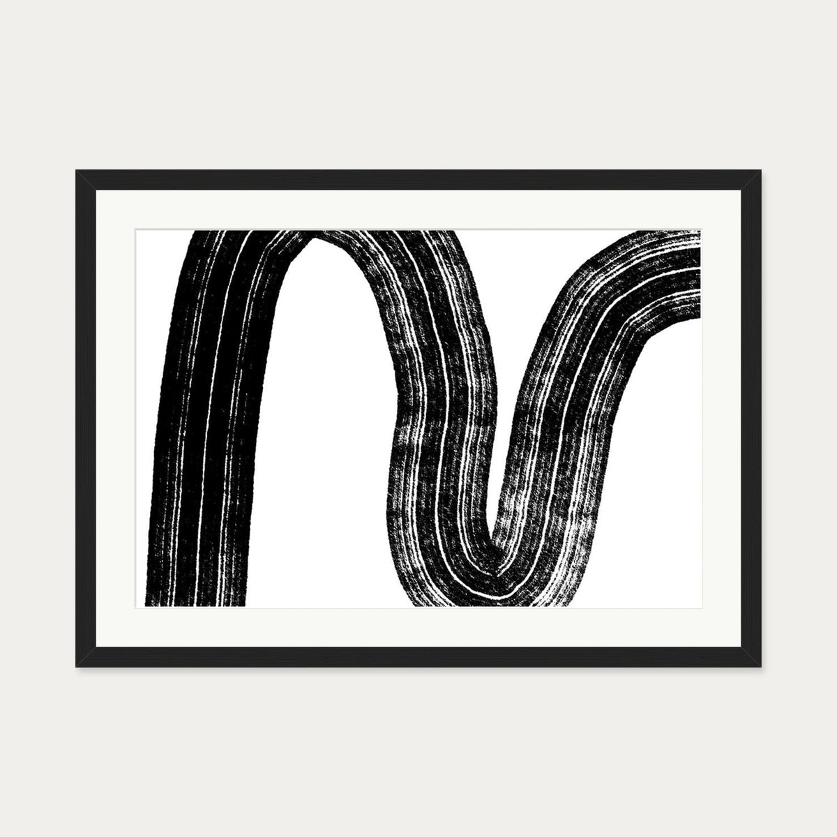 Brushed Line Art Print — 50 x 70 cm — Black Frame