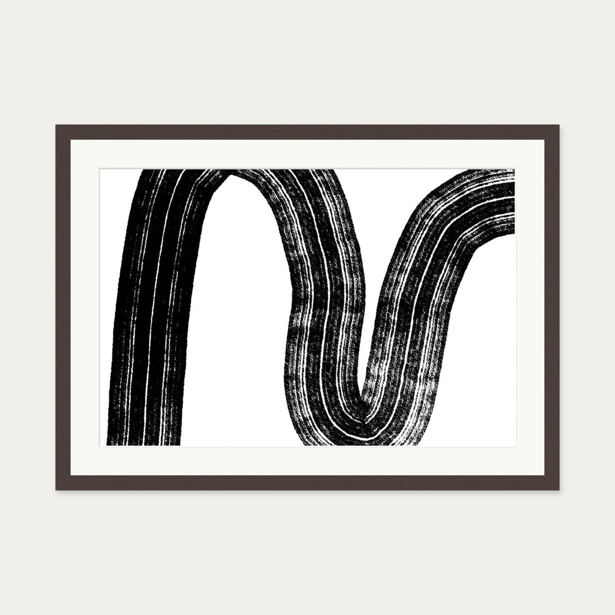 Brushed Line Art Print — 50 x 70 cm — Brown Frame