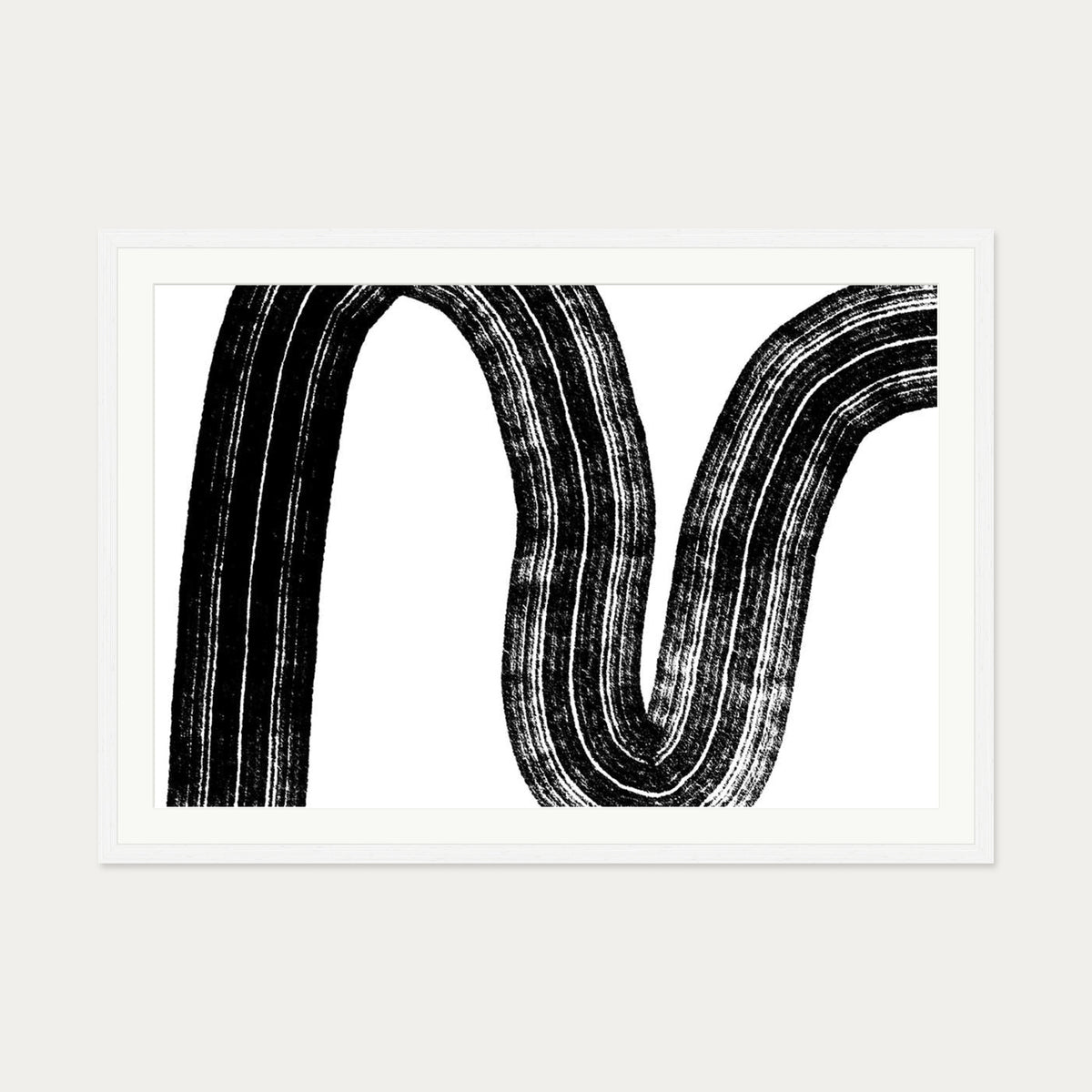 Brushed Line Art Print — 70 x 100 cm — White Frame