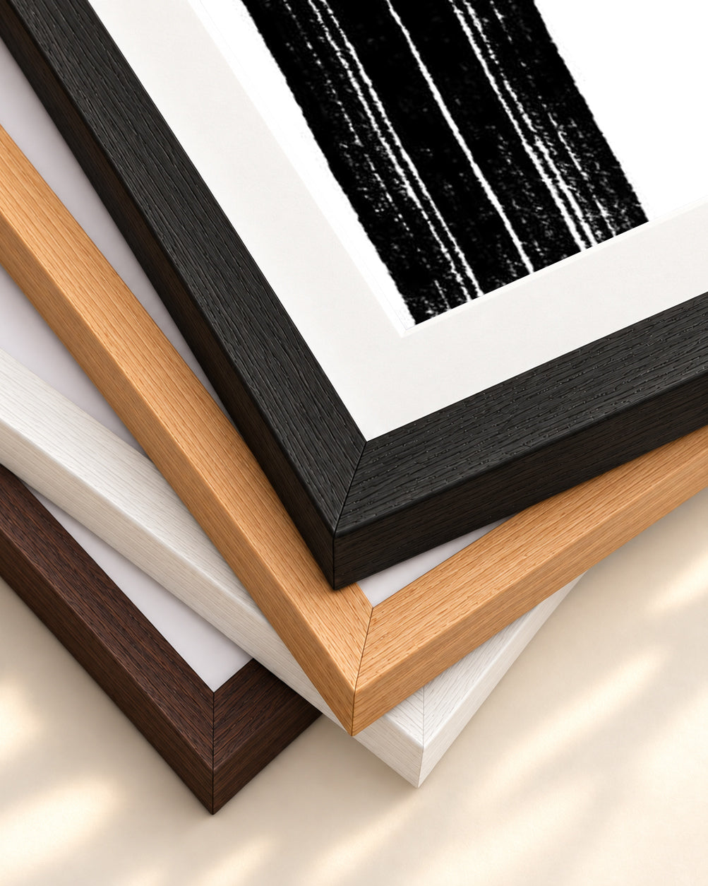 Brushed Line Art Print — framed print corner with 5 cm mount and bevel