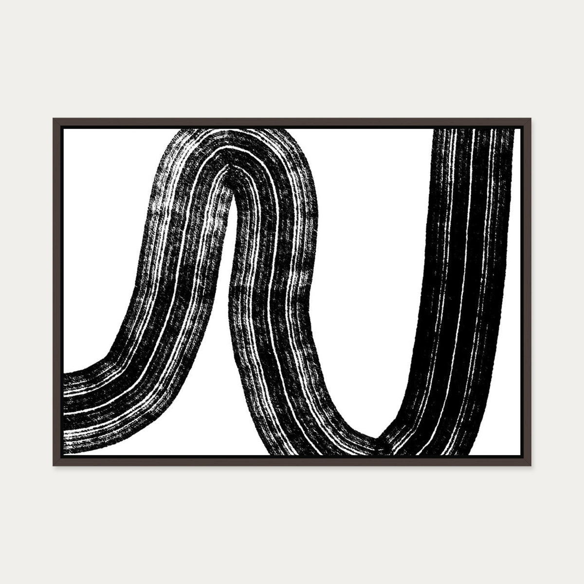 Brushed Line Canvas Art — 50 x 70 cm — Brown Frame